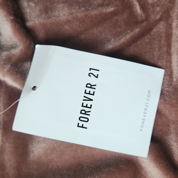 nwt FOREVER 21 velvet dress M spaghetti strap taupe empire slip dress - Picture 2 of 4